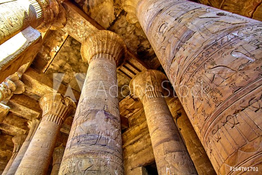 Picture of Ancient egyptian architecture ruins olumns of the Temple of Horus at Edfu in Egypt